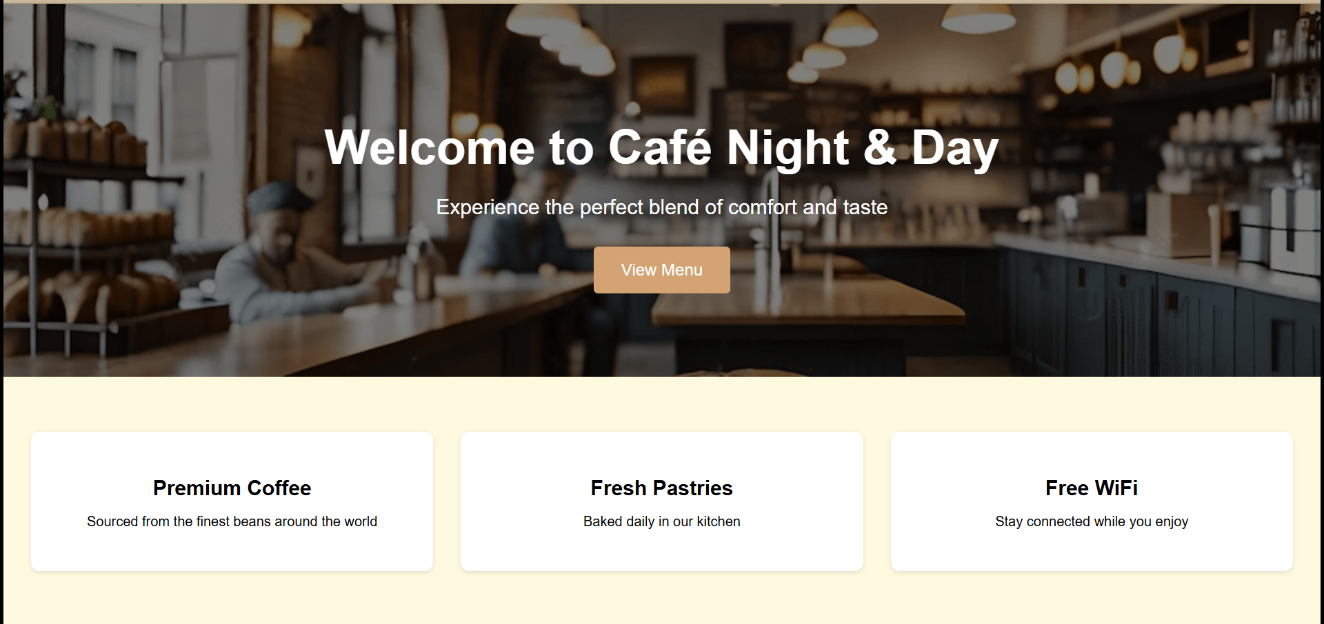 Night & Day cafe website preview